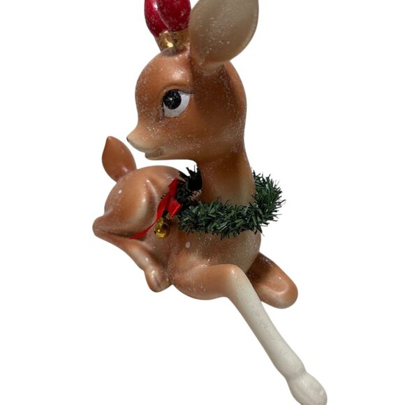 Ceramic Reindeer Figurine Set of 3 Christmas Holiday Decor Deer Figurine Retro - Picture 5 of 10